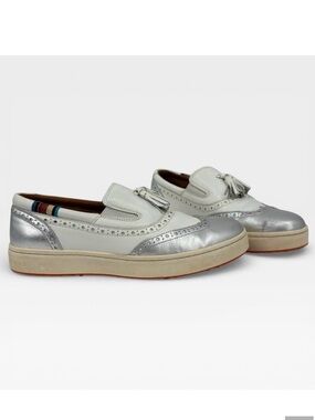 Royal Albartross Grace Slip-On Wingtip Spikeless Golf Shoe in White/Silver SZ 7